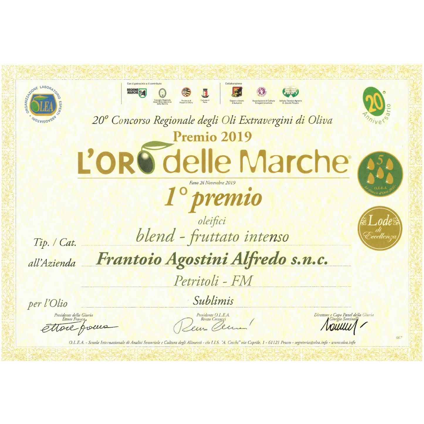 Olio Extra Vergine Sublimis - Intense selection - 500ml