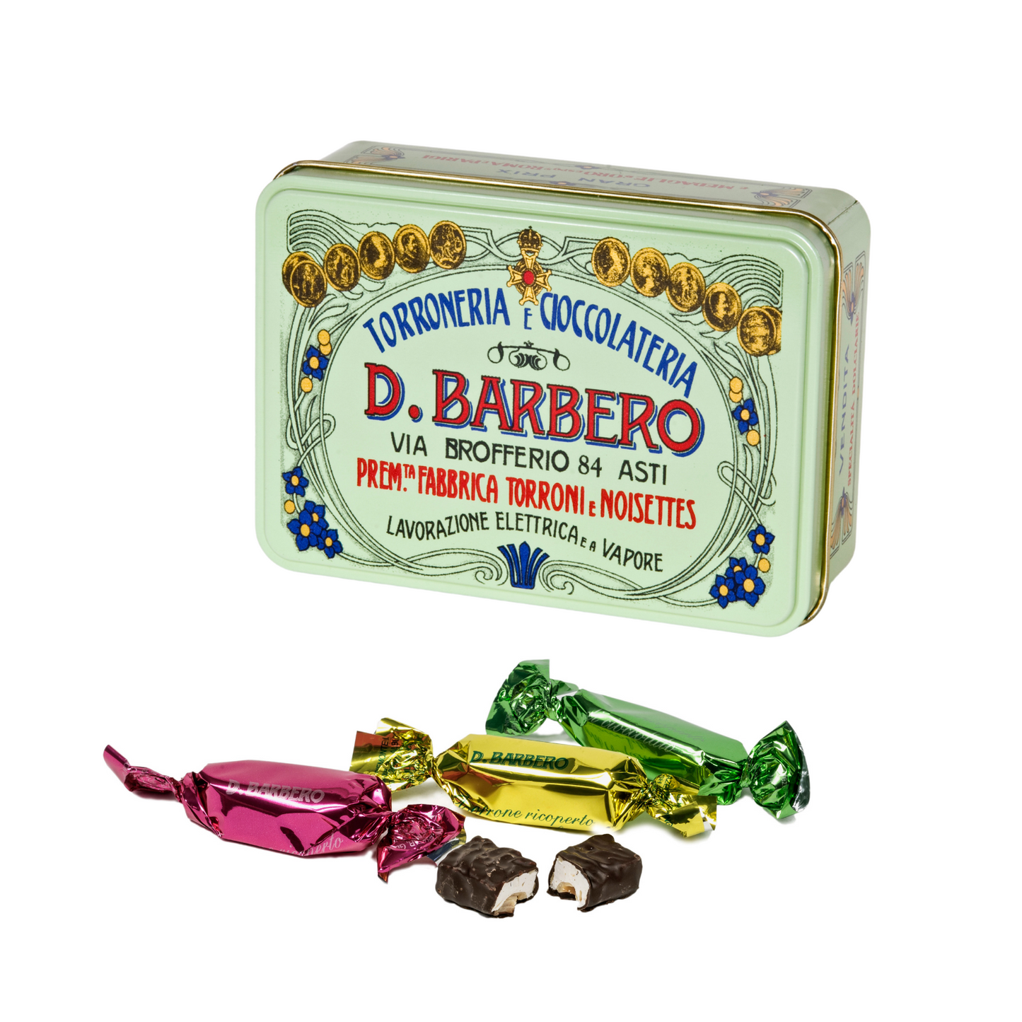 Torroncini scatola di metallo VERDE - 100gr