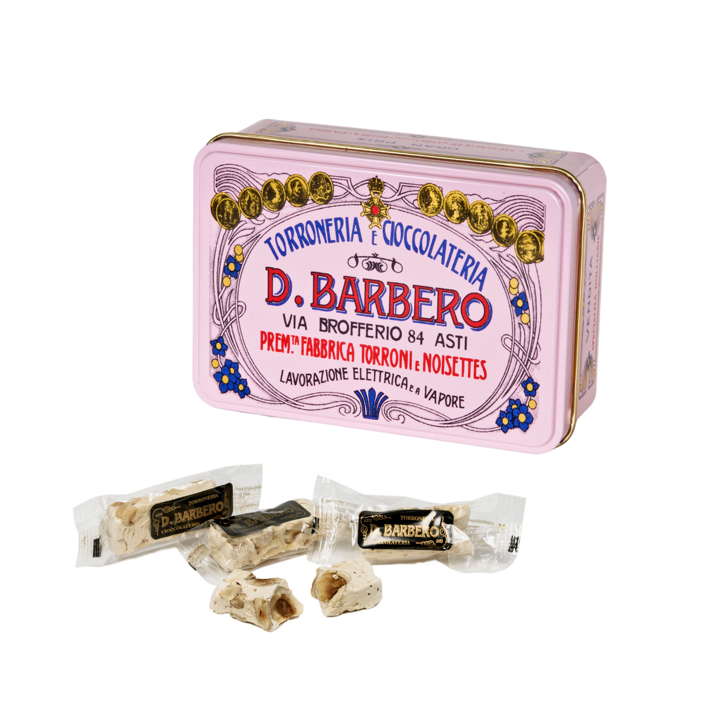 Torroncini scatola di metallo ROSA - 100gr