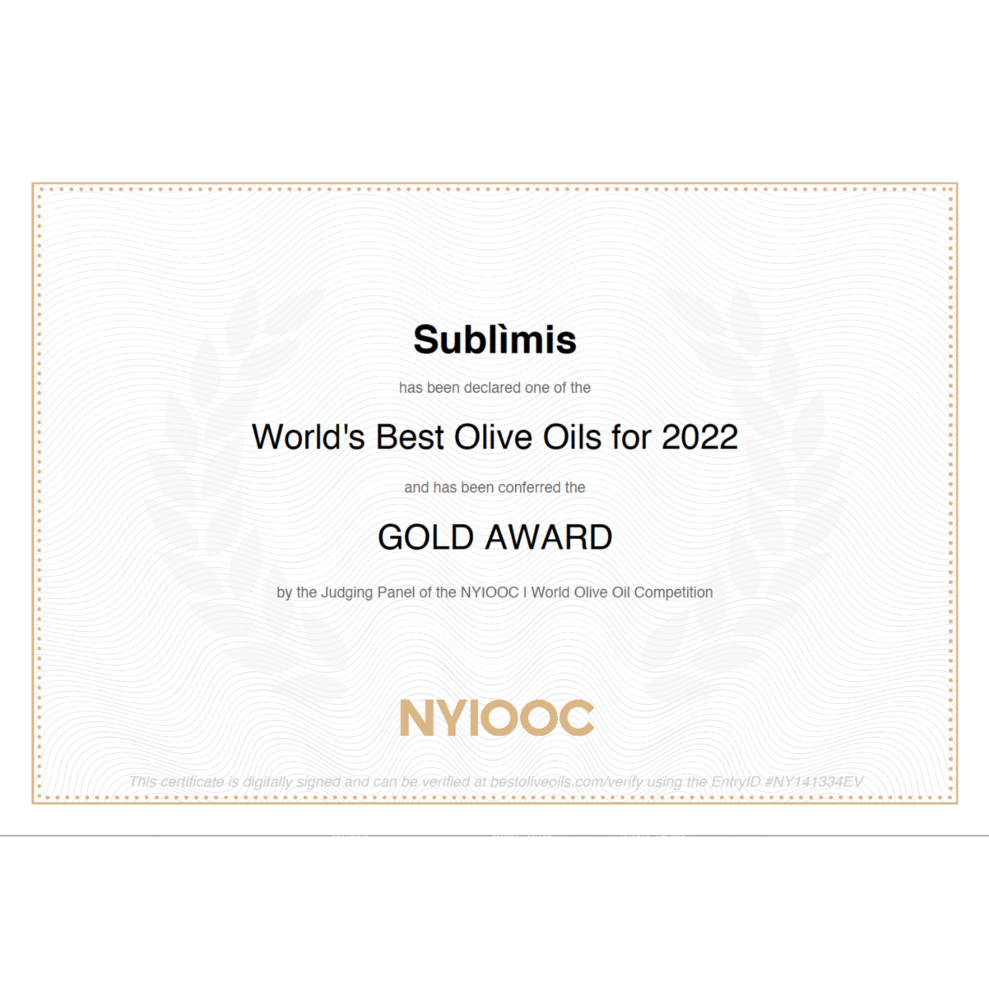 Olio Extra Vergine Sublimis - Intense selection - 500ml