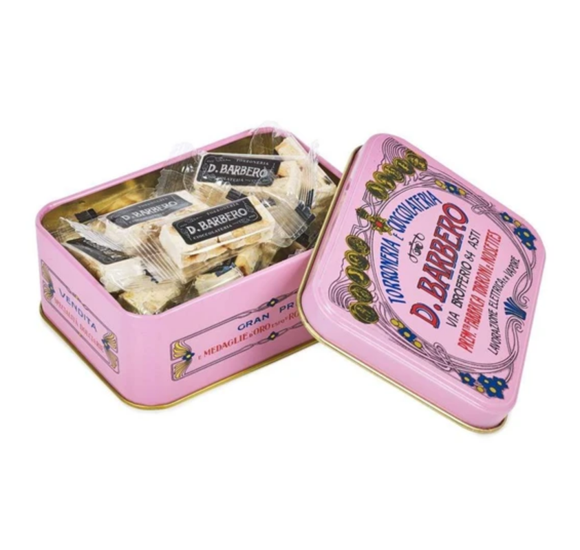 Torroncini scatola di metallo ROSA - 100gr